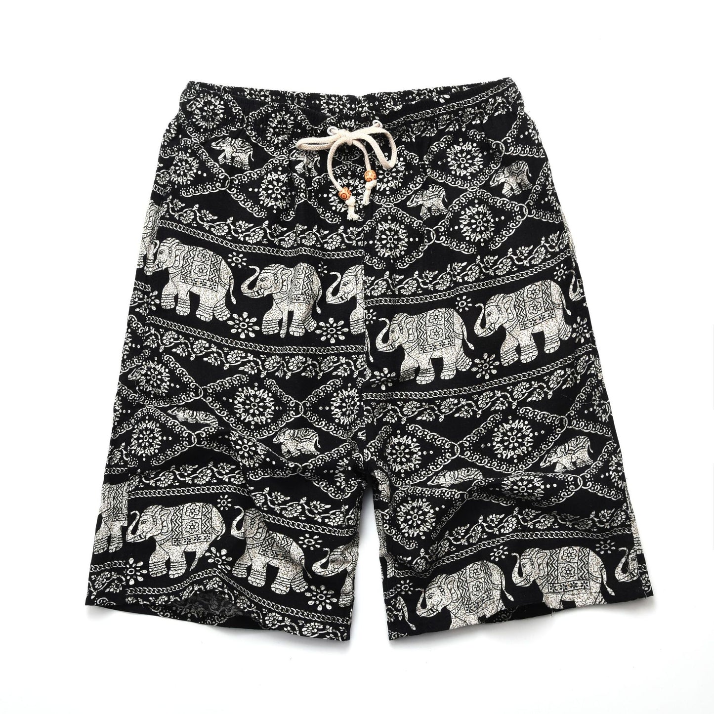 Men's Cotton Linen Printed Beach Shorts