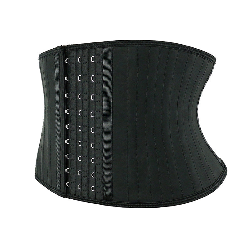 18cm short sports belly belt 25 bone three rows 9 hook matte leather rubber waist waist plastic belt cross border