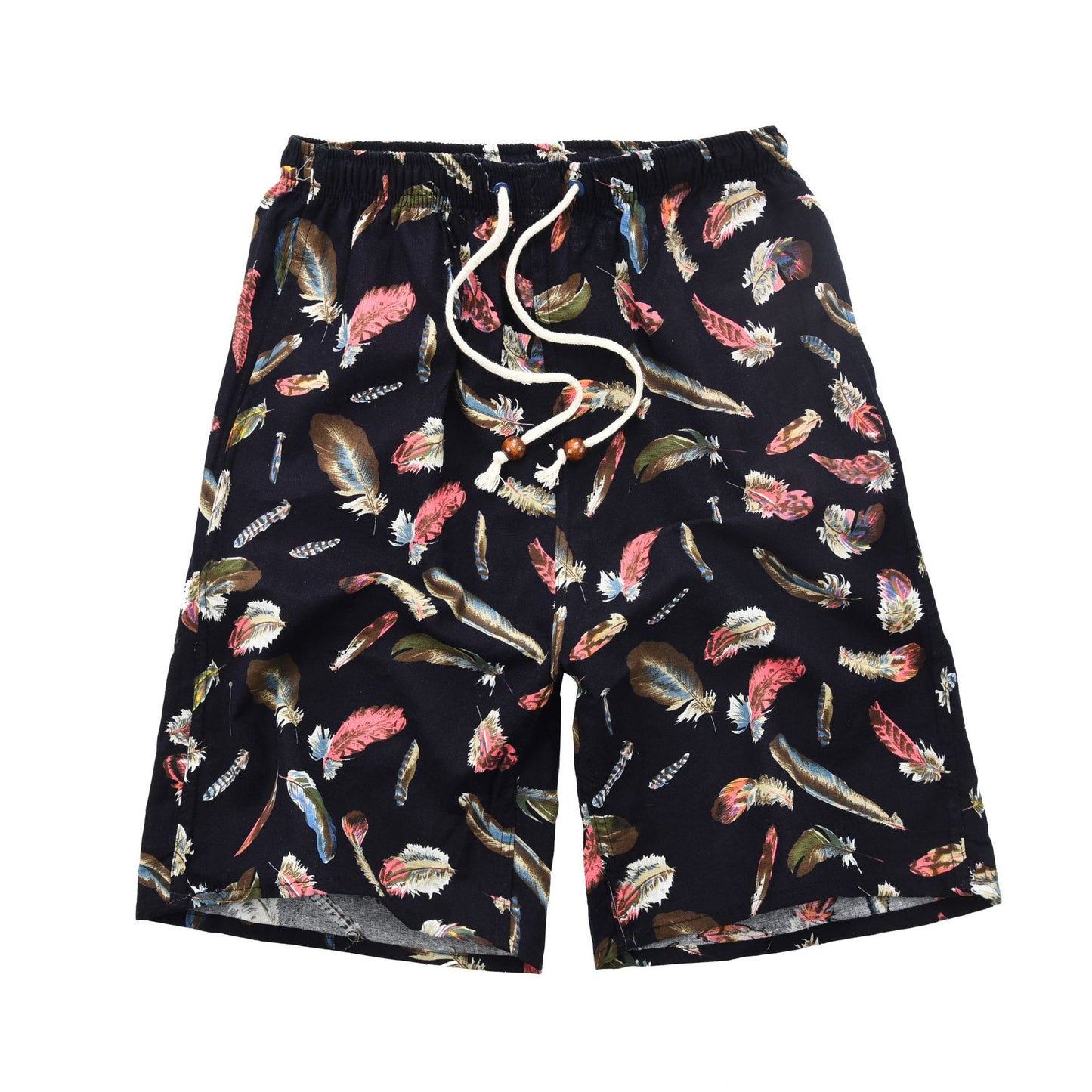 Men's Cotton Linen Printed Beach Shorts
