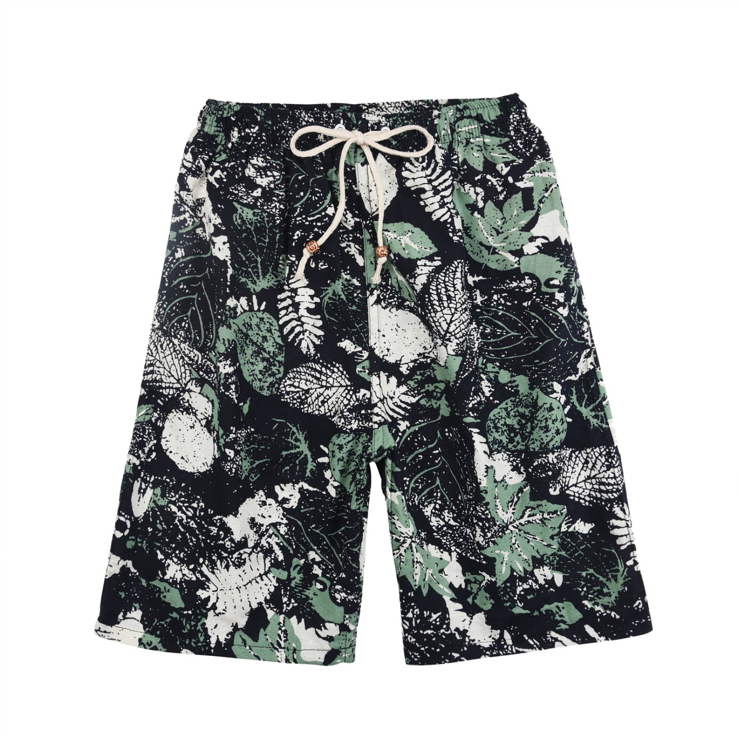 Men's Cotton Linen Printed Beach Shorts