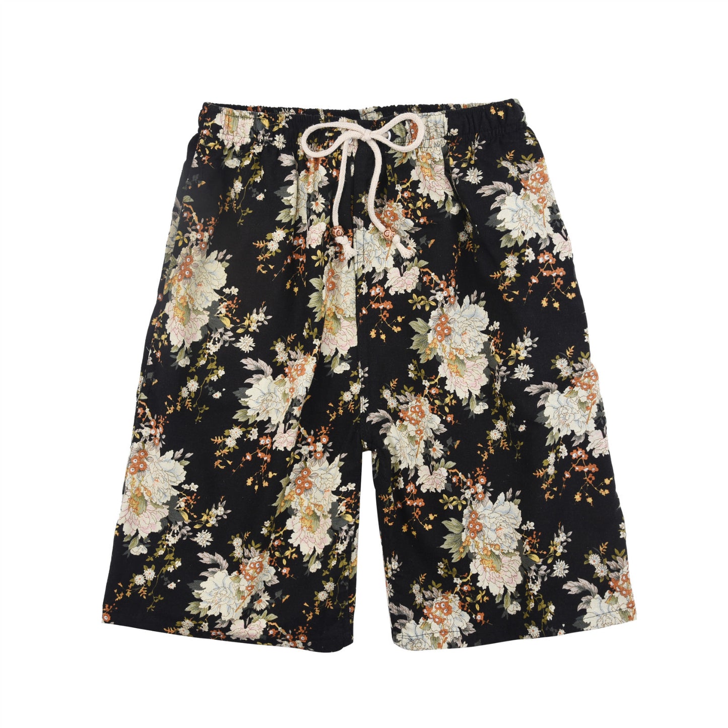 Men's Cotton Linen Printed Beach Shorts