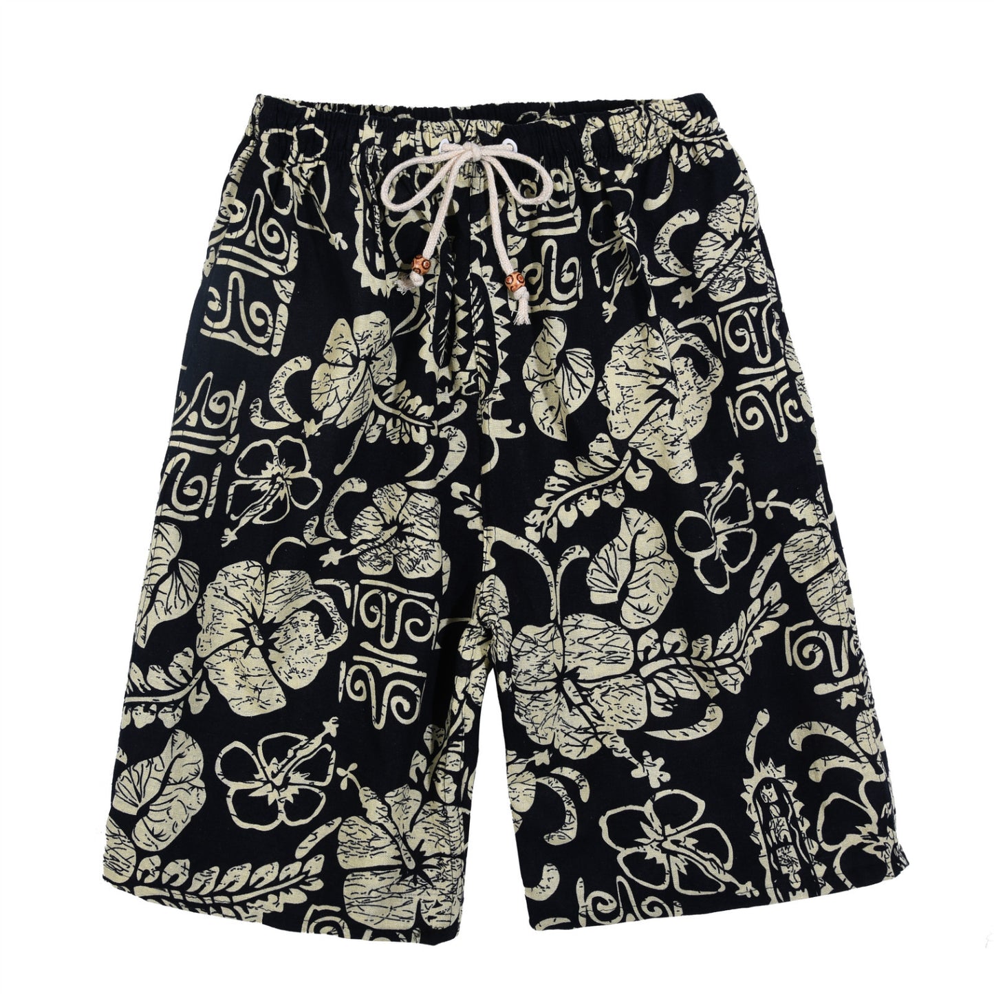 Men's Cotton Linen Printed Beach Shorts