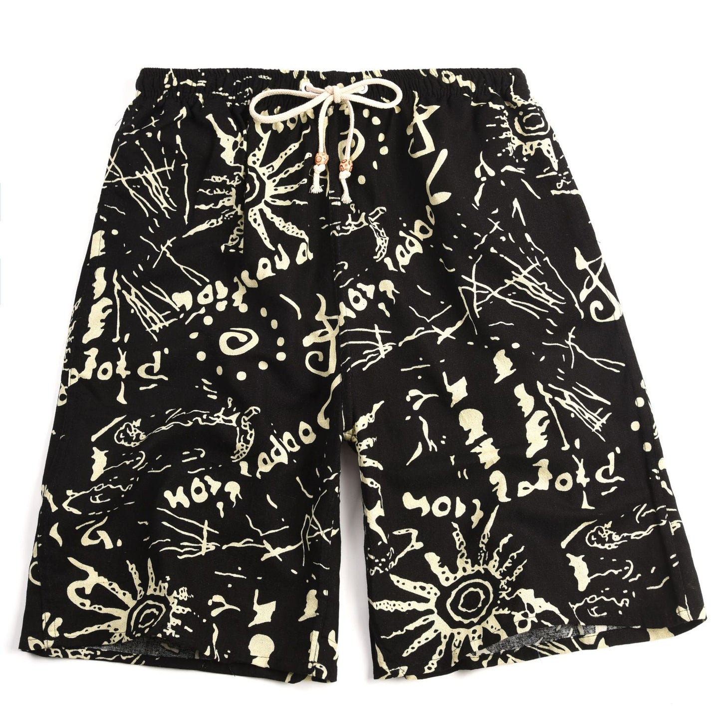 Men's Cotton Linen Printed Beach Shorts