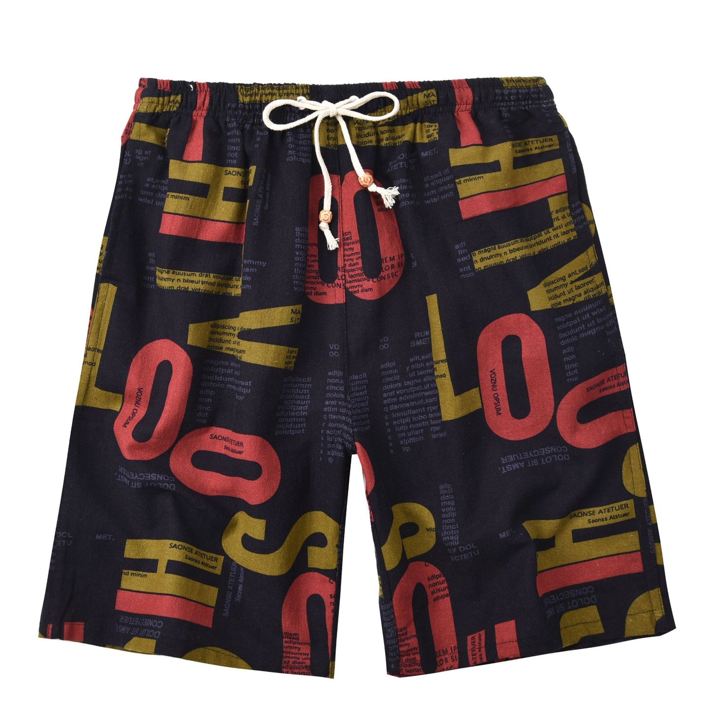 Men's Cotton Linen Printed Beach Shorts