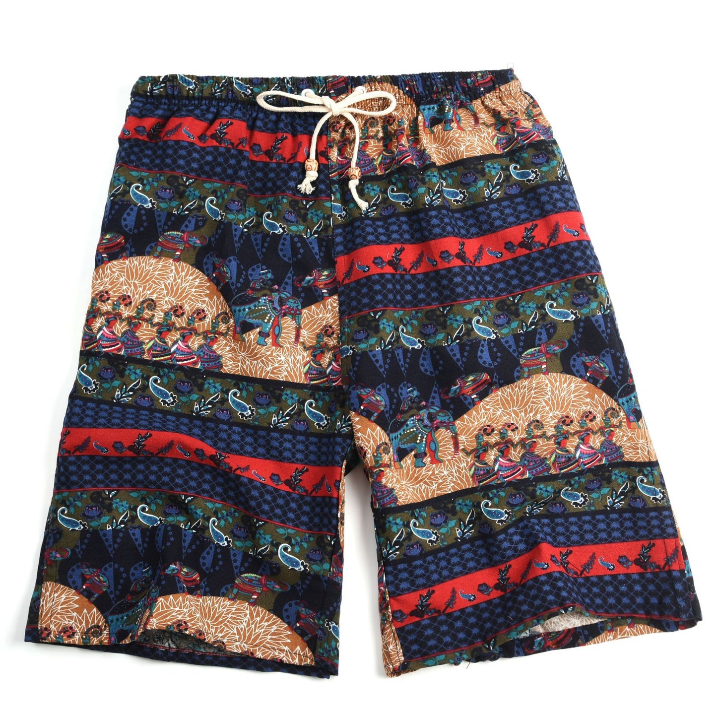 Men's Cotton Linen Printed Beach Shorts
