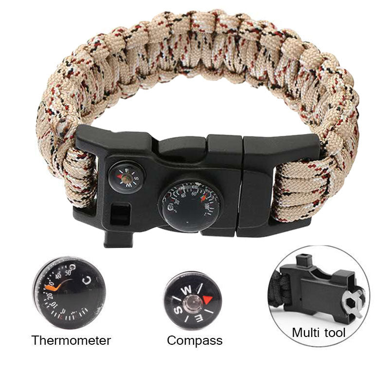 Outdoor Survival Paracord Bracelet with Compass & Whistle