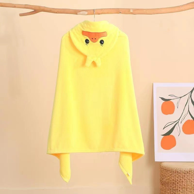 Baby Hooded Coral Fleece Bathrobe & Bath Cape