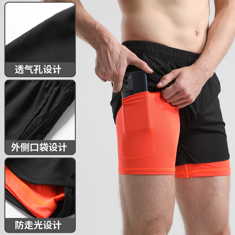 Men's Quick-drying Sports Shorts with Invisible Pocket for Mobile Phone