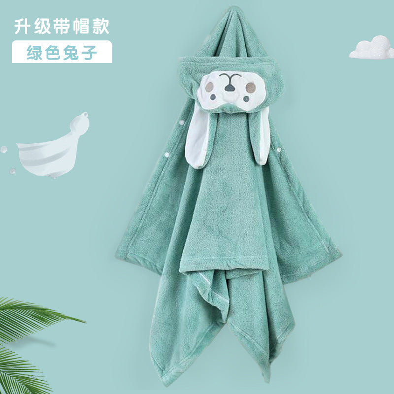 Baby Hooded Coral Fleece Bathrobe & Bath Cape