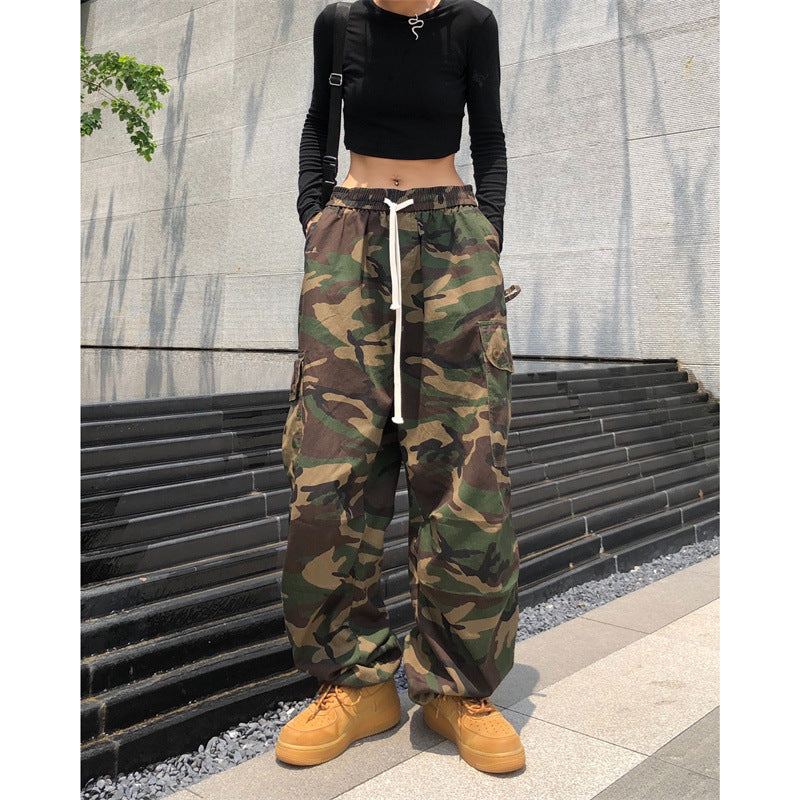 2026 American High Street Retro Hip-Hop Camouflage Cargo Pants Slimming Pants Women's Jogger Casual Pants Ins Trendy Brand