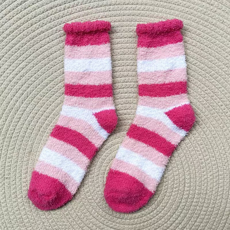 Cross-Border Non-Shedding Coral Fleece Heart-Shaped Floor Socks for Women, Autumn and Winter Thickened Warm Home Sleep Socks, Maternity Socks