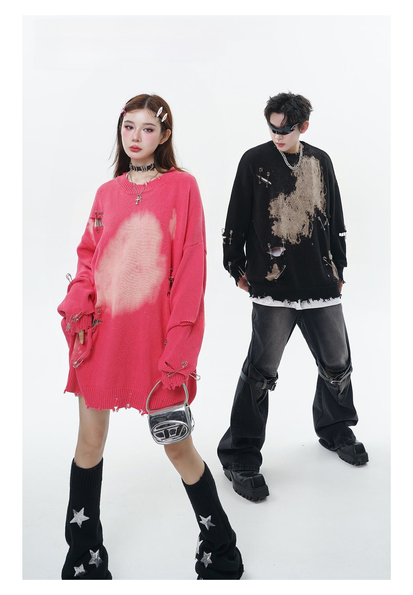 Faded Ripped Unisex Streetwear Sweater