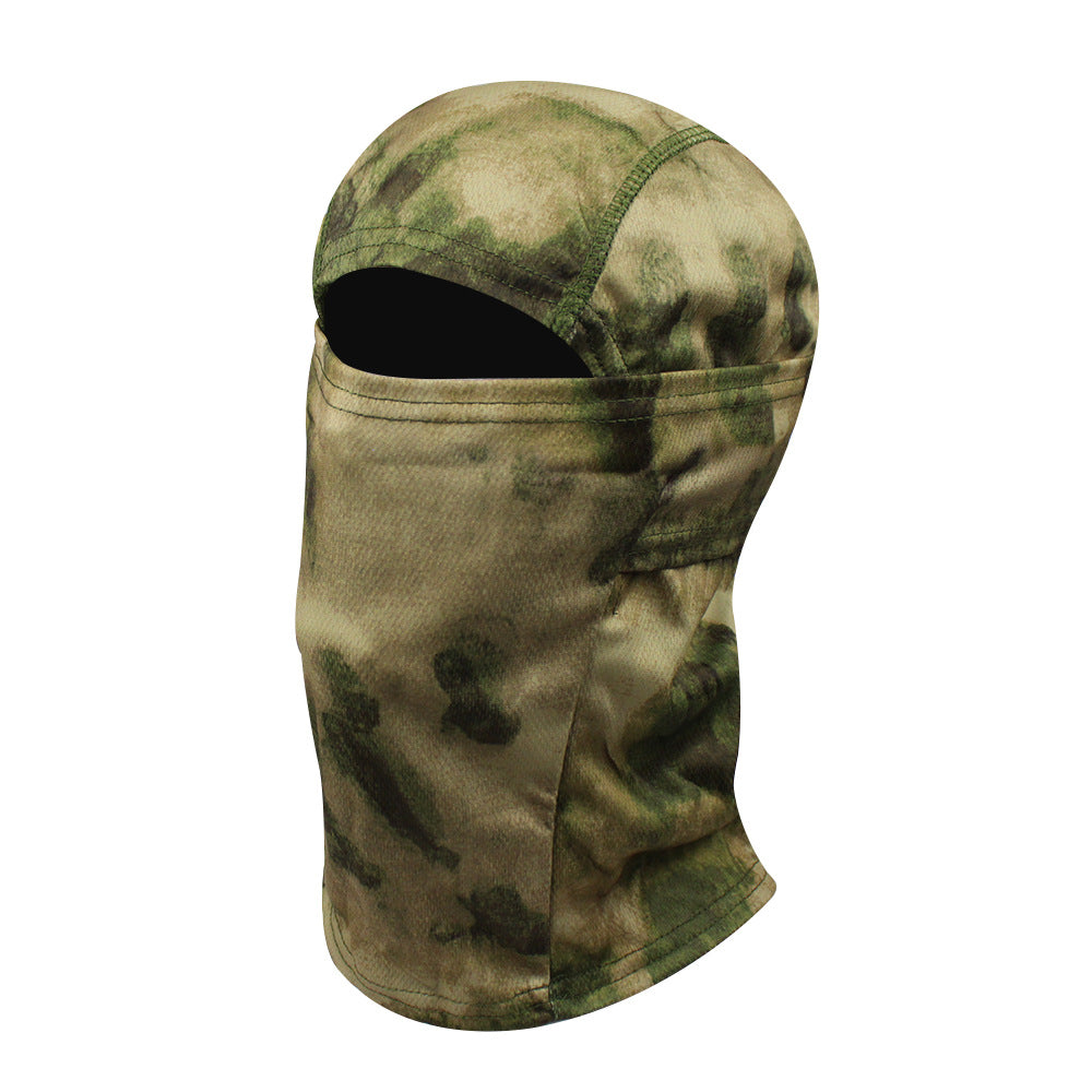 Camo Tactical Fisherman Hat  Mountaineering Training Sunshade Round Edge Hat Mask Two-piece Set