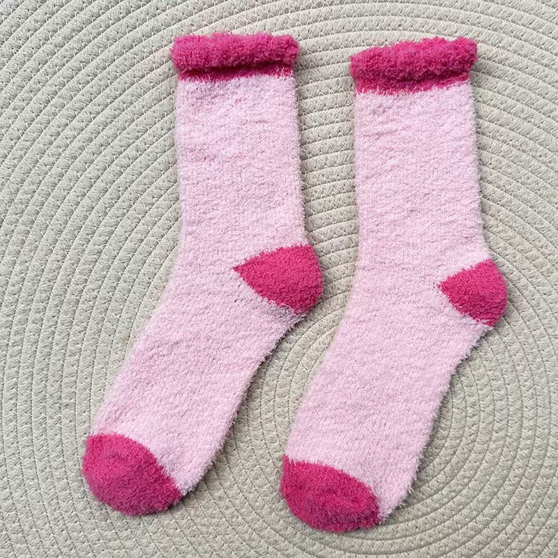 Cross-Border Non-Shedding Coral Fleece Heart-Shaped Floor Socks for Women, Autumn and Winter Thickened Warm Home Sleep Socks, Maternity Socks
