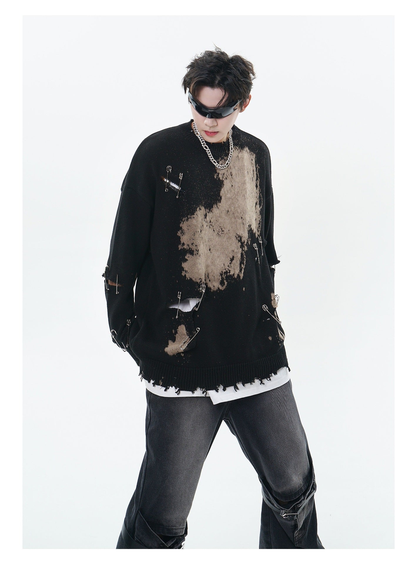 Faded Ripped Unisex Streetwear Sweater