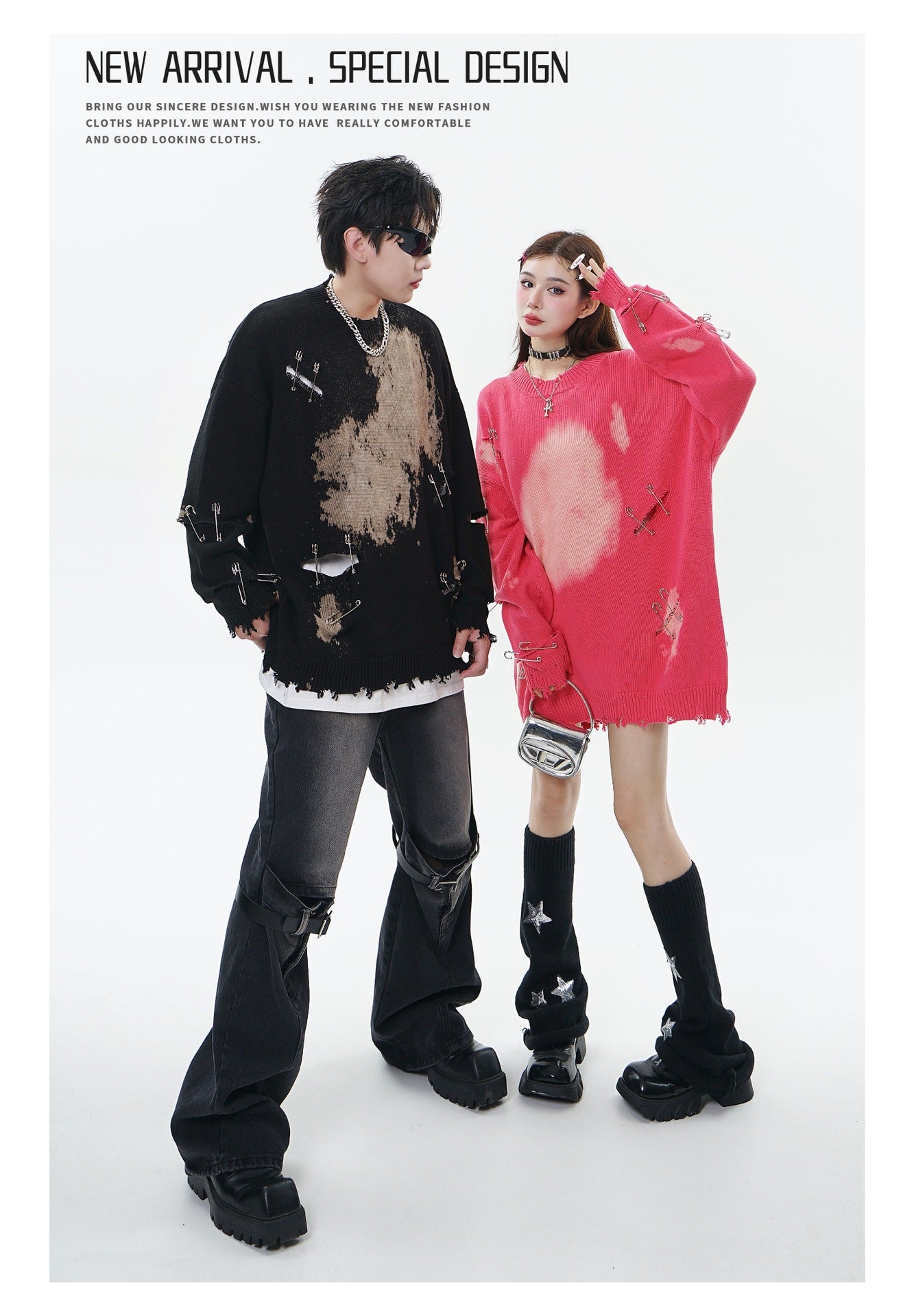 Faded Ripped Unisex Streetwear Sweater