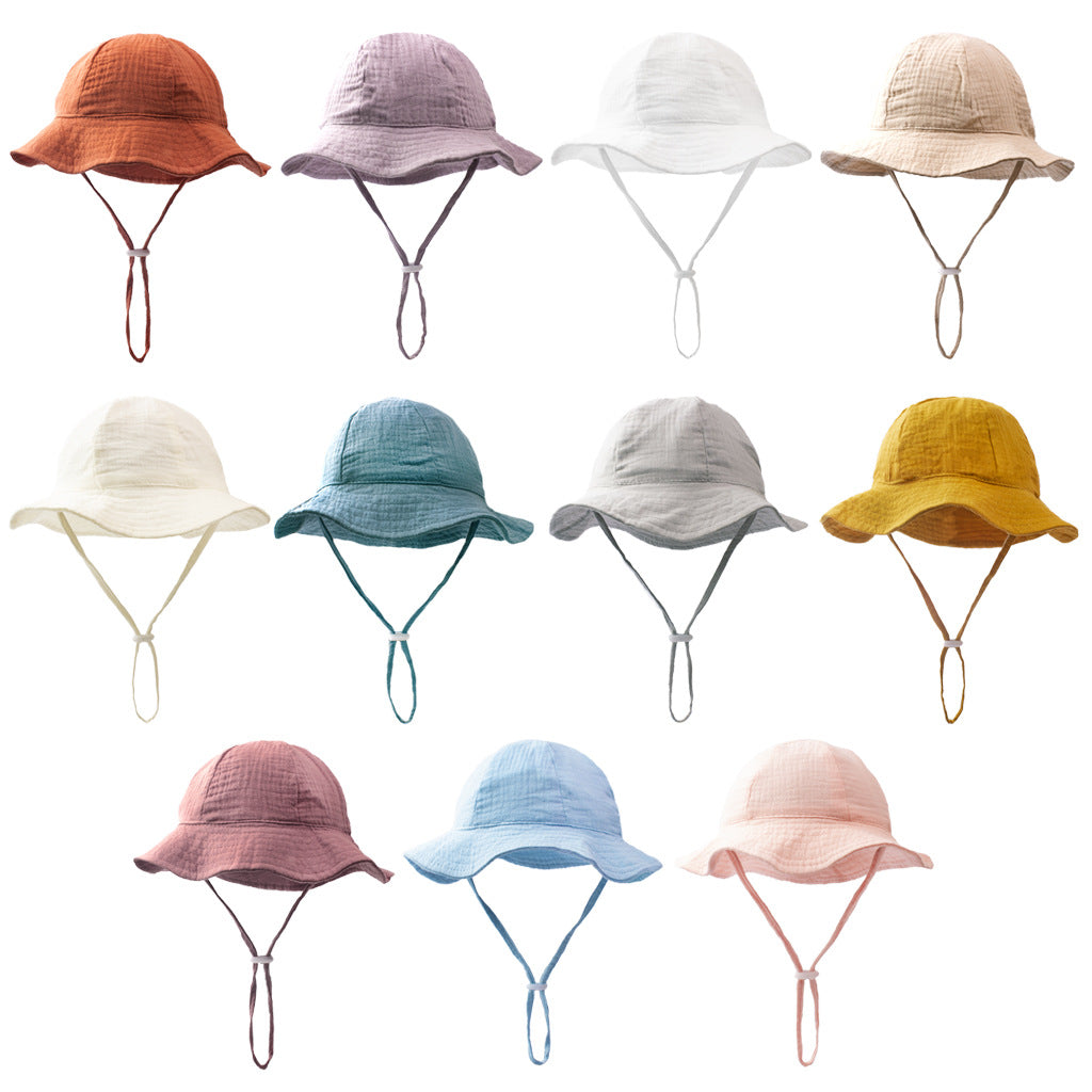 Baby Pure Cotton Basin Hat Anti-Sun Breathable Baby Fisherman Hat