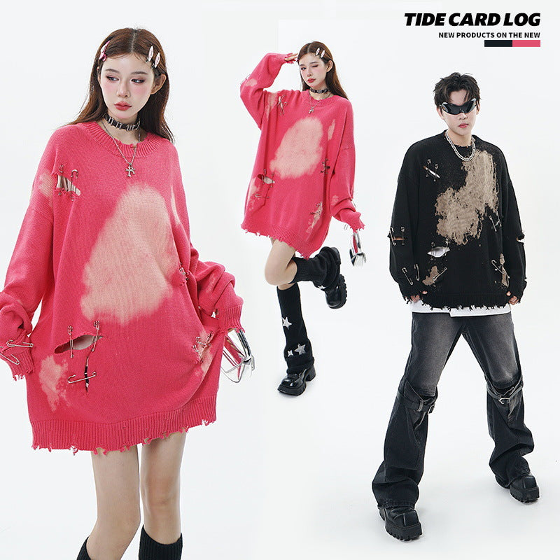 Faded Ripped Unisex Streetwear Sweater