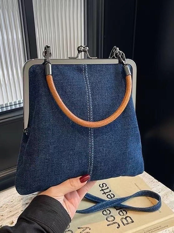 Handmade Denim Patchwork Mini Satchel Bag – Crossbody & Shoulder