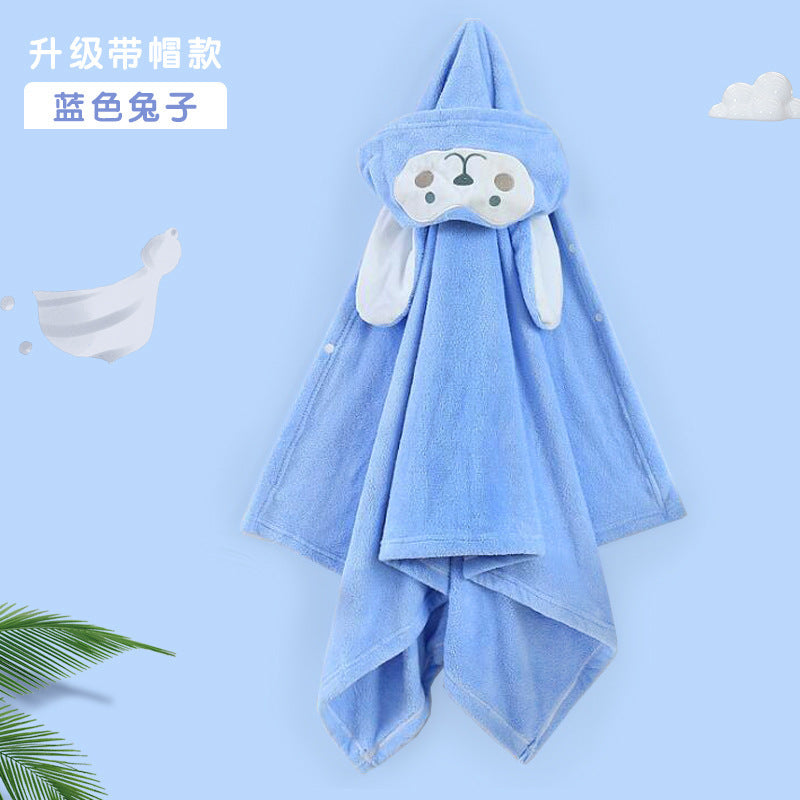 Baby Hooded Coral Fleece Bathrobe & Bath Cape