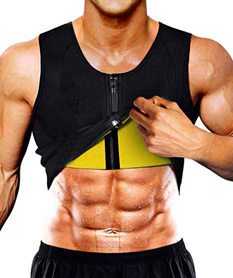 European and American Men's Fitness Bundle Neoprene Sports Sweat Abdominal Body Shaper Zipper Vest Fitness Wear