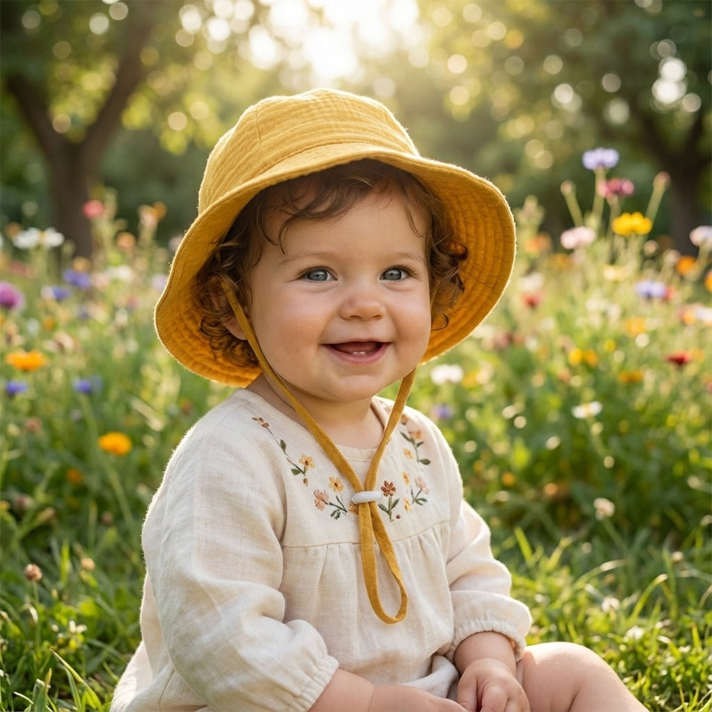 Baby Pure Cotton Basin Hat Anti-Sun Breathable Baby Fisherman Hat