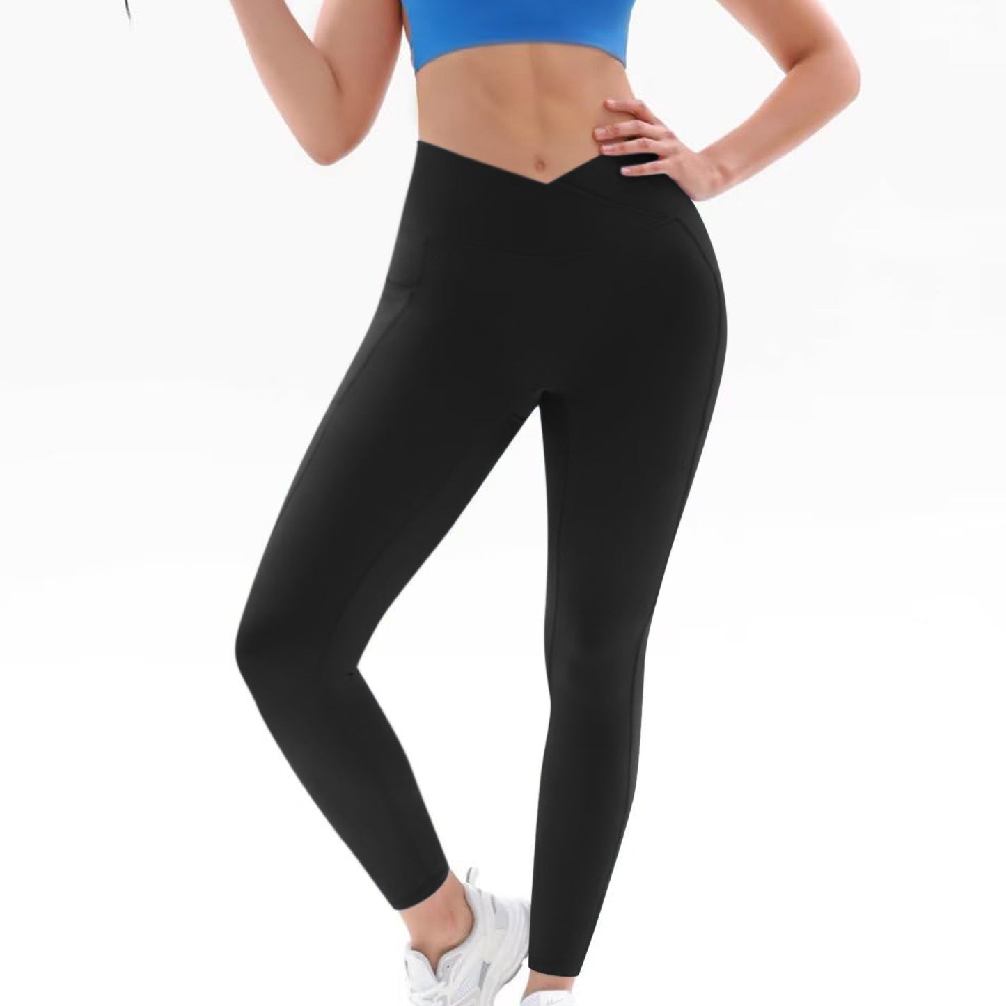 European and American high waist hip lifting nude pocket yoga pants women's running quick-drying fitness pants outer wear slimming fitness sports pants