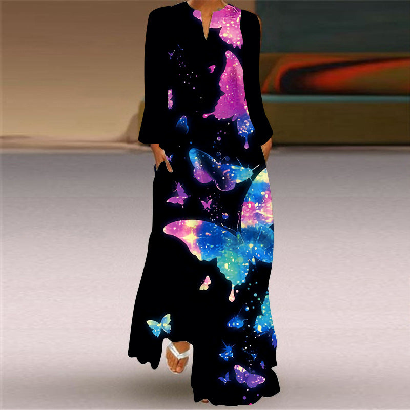 Butterfly Print Long Dress