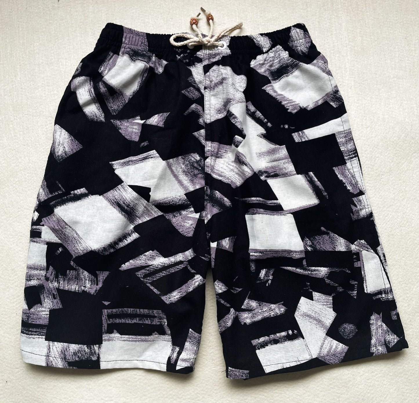 Men's Cotton Linen Printed Beach Shorts
