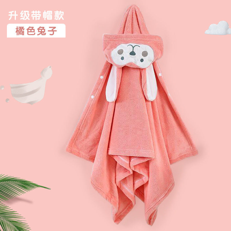 Baby Hooded Coral Fleece Bathrobe & Bath Cape