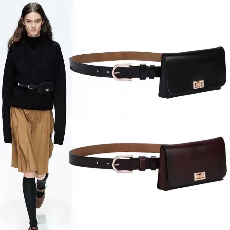 New Ladies Cowhide Belt Genuine Leather Waist Bag All-match Decorative Skirt Trouser Belt