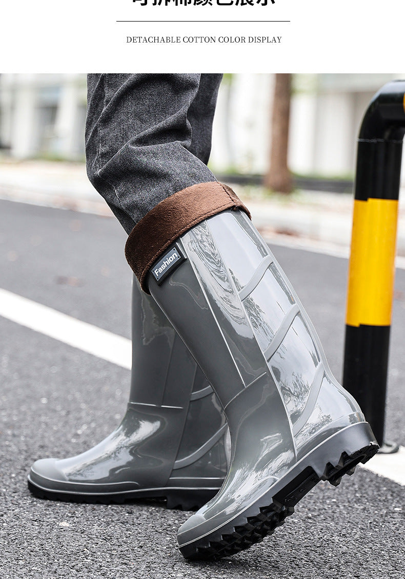Men's Waterproof Fleece-Lined Rain Boots