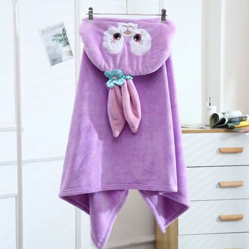 Baby Hooded Coral Fleece Bathrobe & Bath Cape