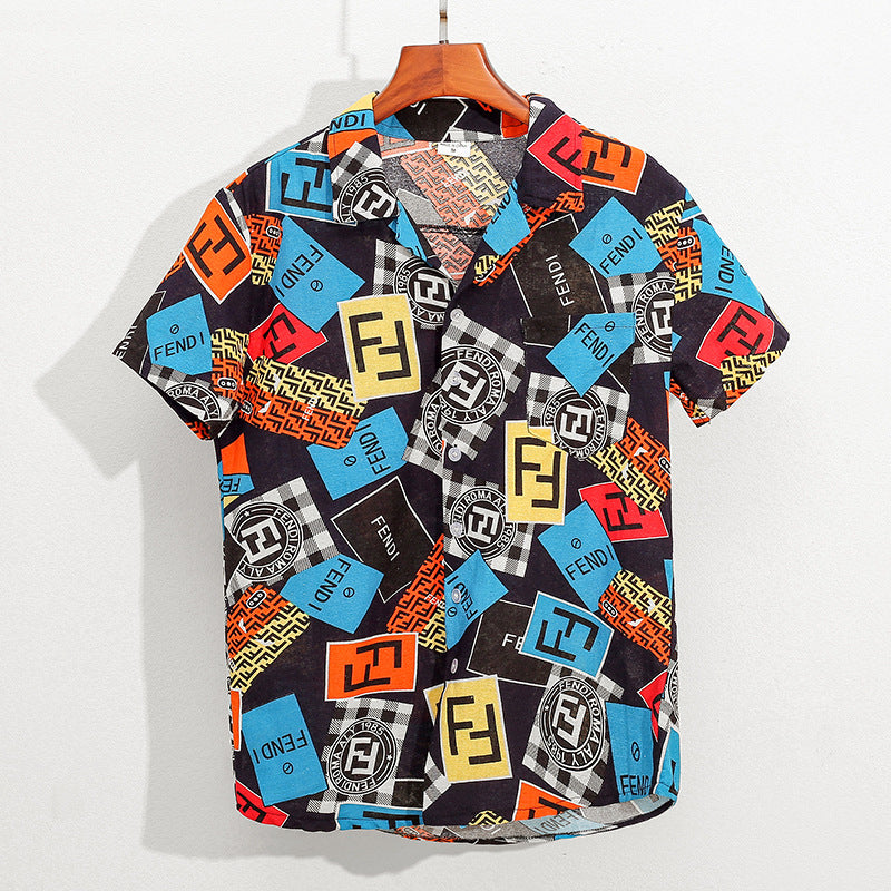 Men's Cotton Linen Printed Beach Shorts