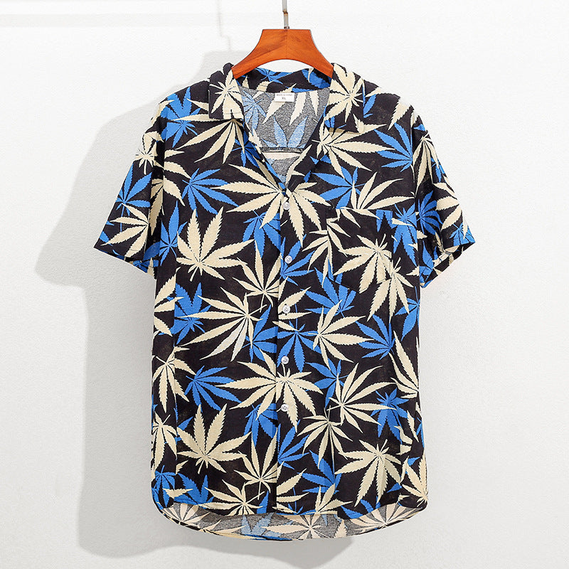 Men's Cotton Linen Printed Beach Shorts