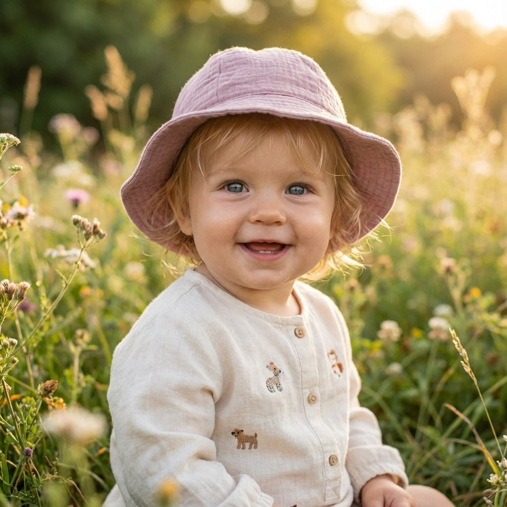 Baby Pure Cotton Basin Hat Anti-Sun Breathable Baby Fisherman Hat