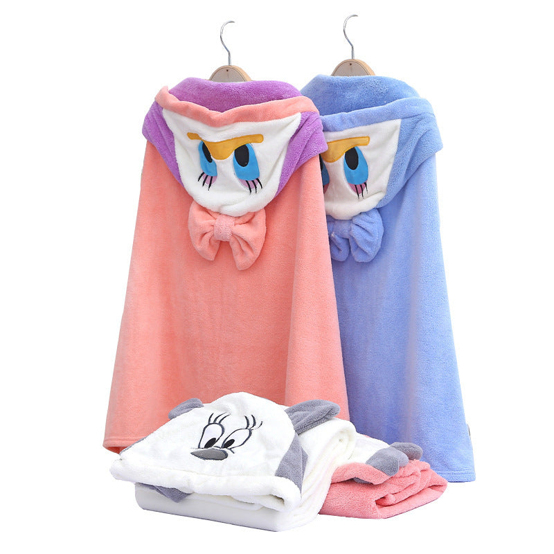 Baby Hooded Coral Fleece Bathrobe & Bath Cape