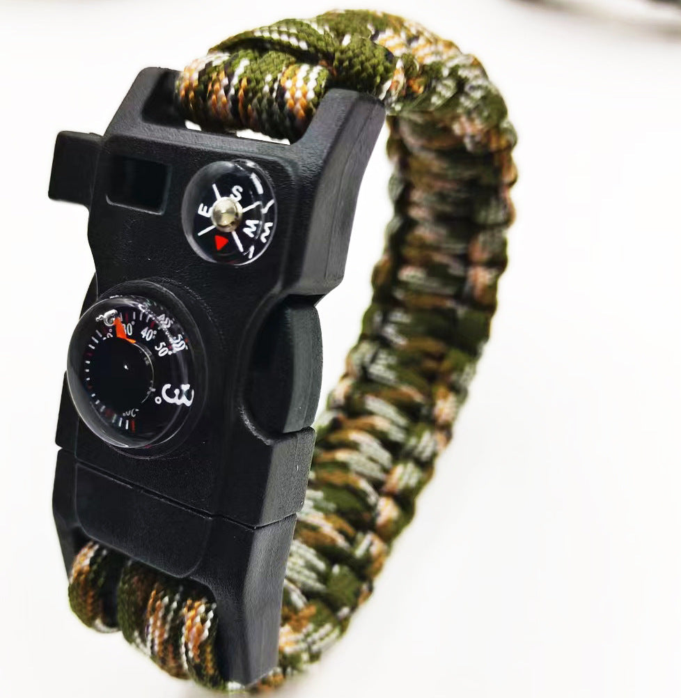 Outdoor Survival Paracord Bracelet with Compass & Whistle