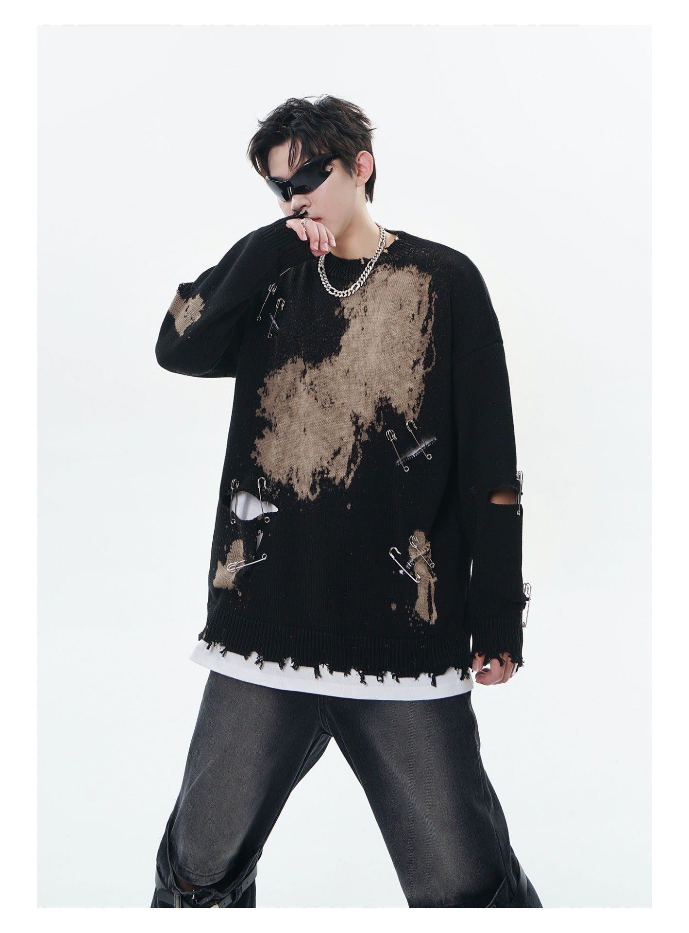 Faded Ripped Unisex Streetwear Sweater