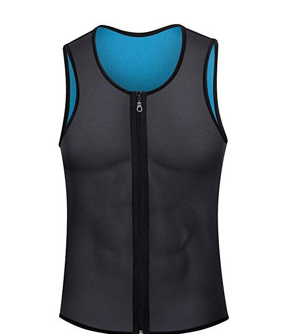 European and American Men's Fitness Bundle Neoprene Sports Sweat Abdominal Body Shaper Zipper Vest Fitness Wear