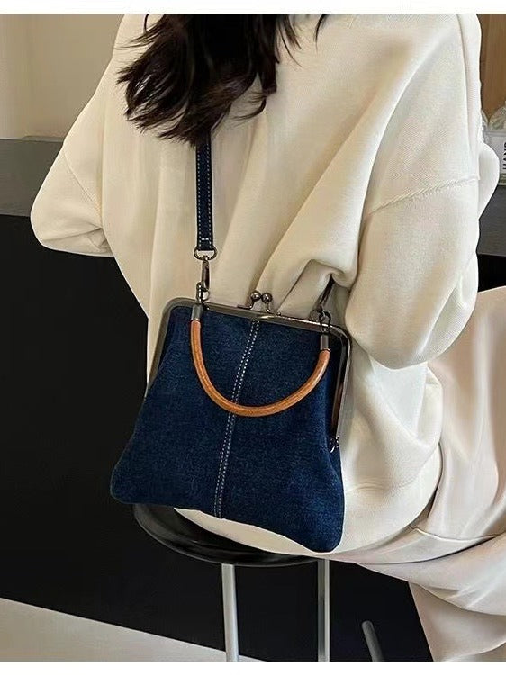 Handmade Denim Patchwork Mini Satchel Bag – Crossbody & Shoulder