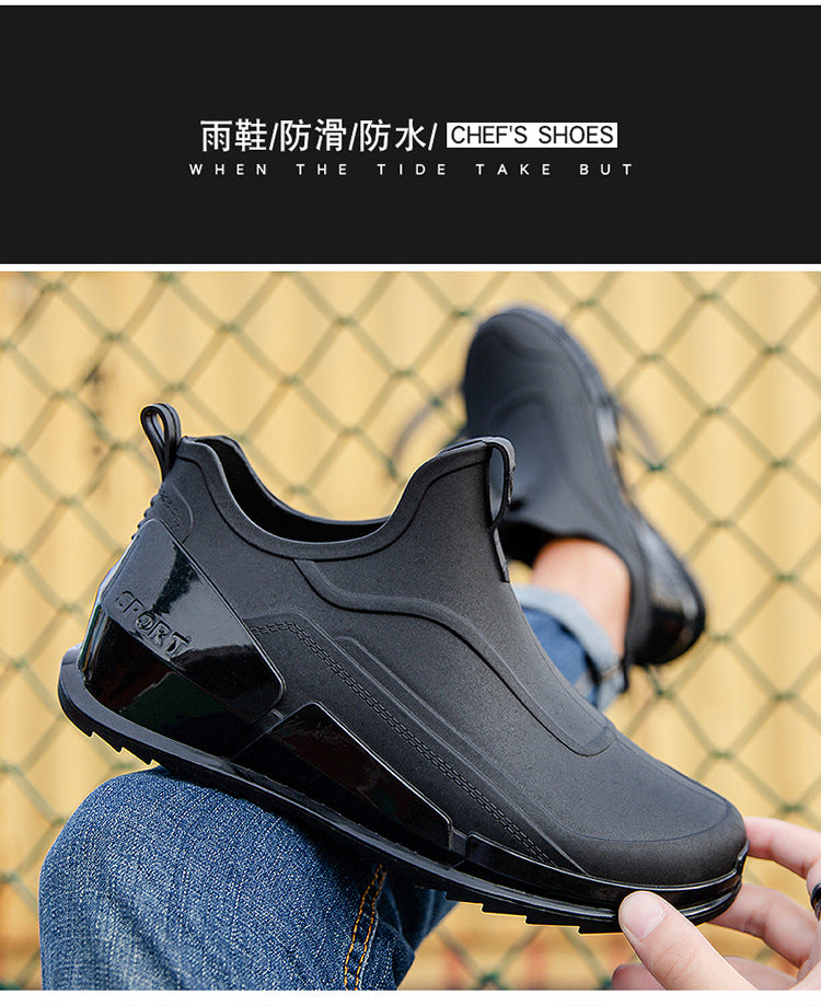Men's Non-Slip Rubber Rain Boots – Thick Sole Work & Kitchen Shoes