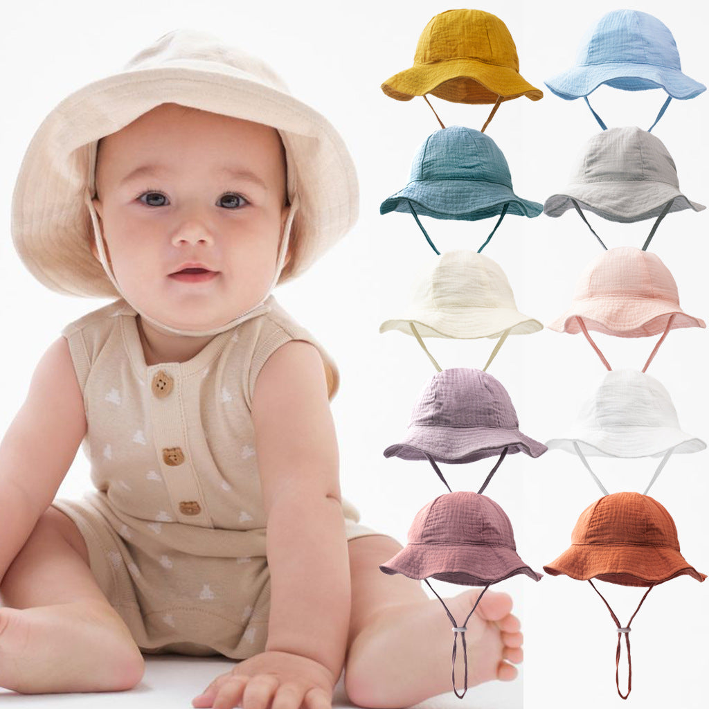 Baby Pure Cotton Basin Hat Anti-Sun Breathable Baby Fisherman Hat