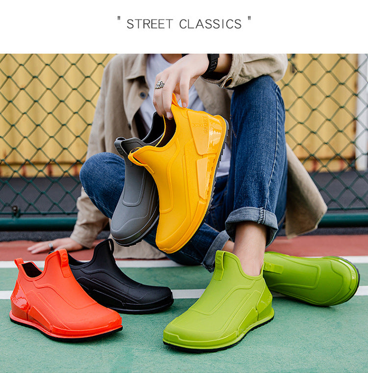 Men's Non-Slip Rubber Rain Boots – Thick Sole Work & Kitchen Shoes