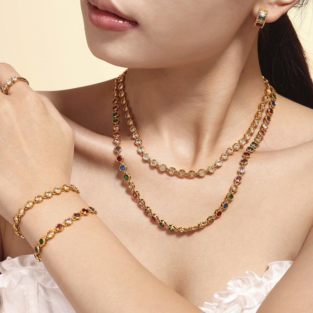 Bohemian Zircon Jewelry Set – Necklace, Earrings & Bracelet