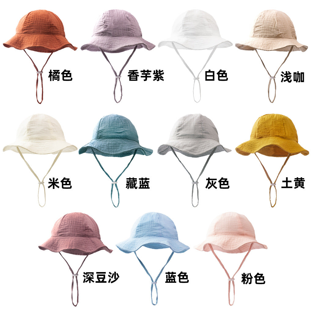 Baby Pure Cotton Basin Hat Anti-Sun Breathable Baby Fisherman Hat