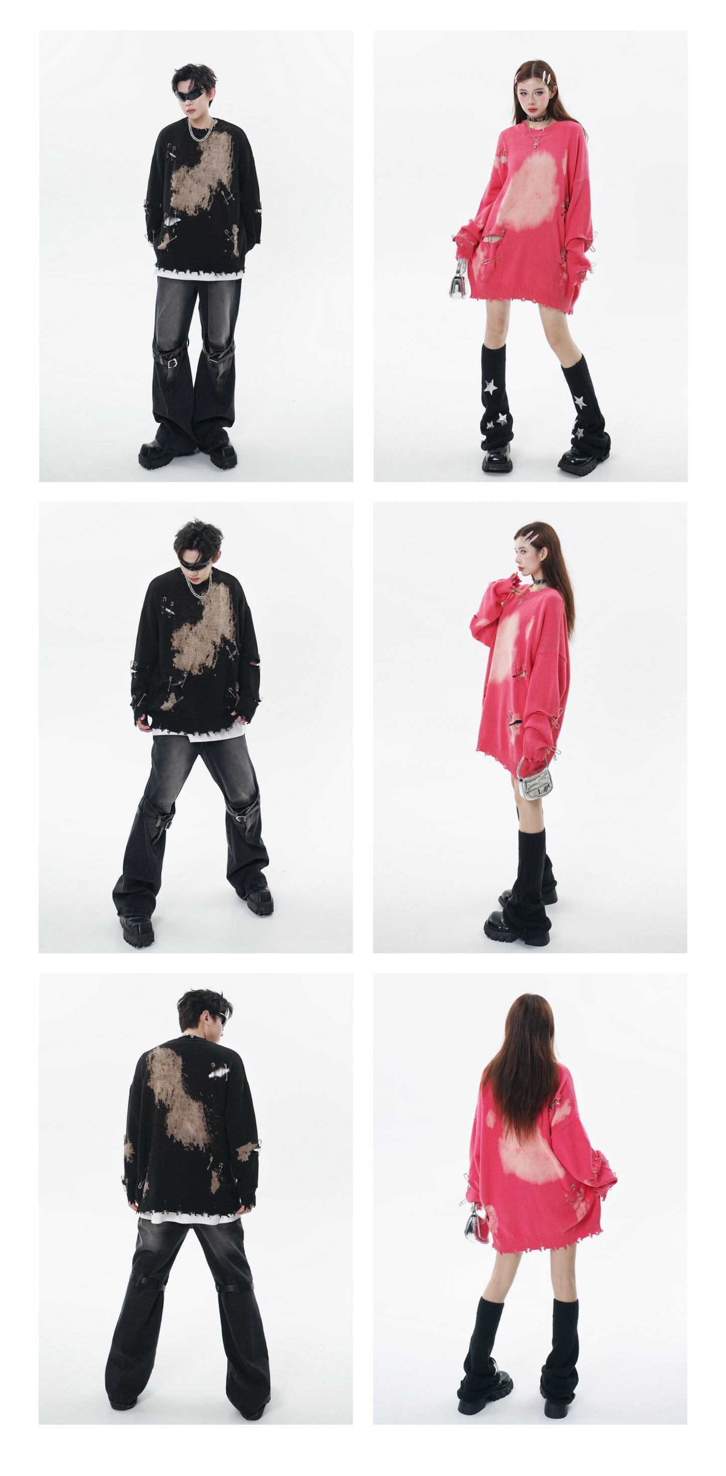 Faded Ripped Unisex Streetwear Sweater