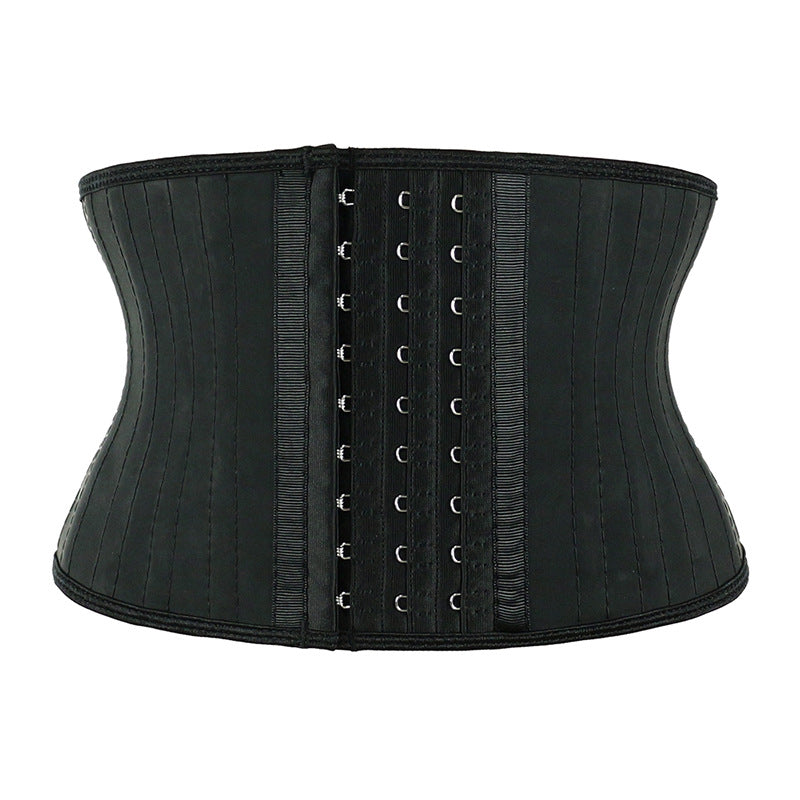 18cm short sports belly belt 25 bone three rows 9 hook matte leather rubber waist waist plastic belt cross border