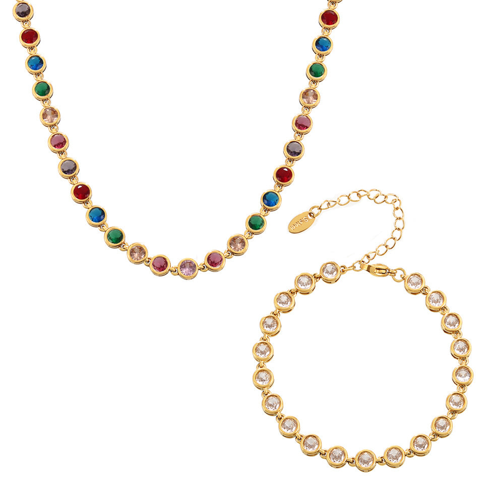Bohemian Zircon Jewelry Set – Necklace, Earrings & Bracelet