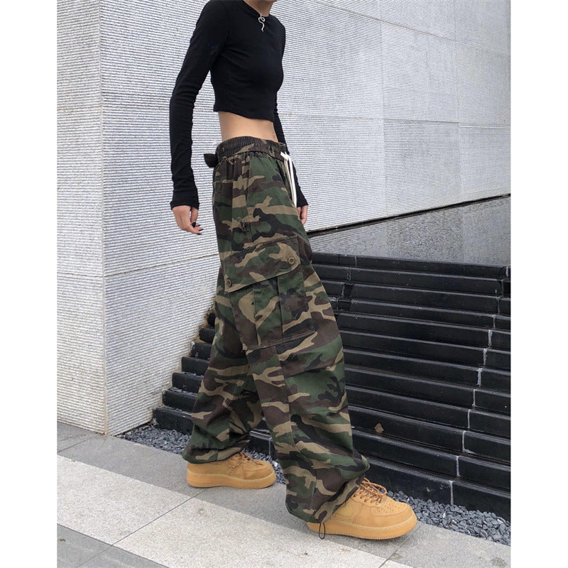 2026 American High Street Retro Hip-Hop Camouflage Cargo Pants Slimming Pants Women's Jogger Casual Pants Ins Trendy Brand